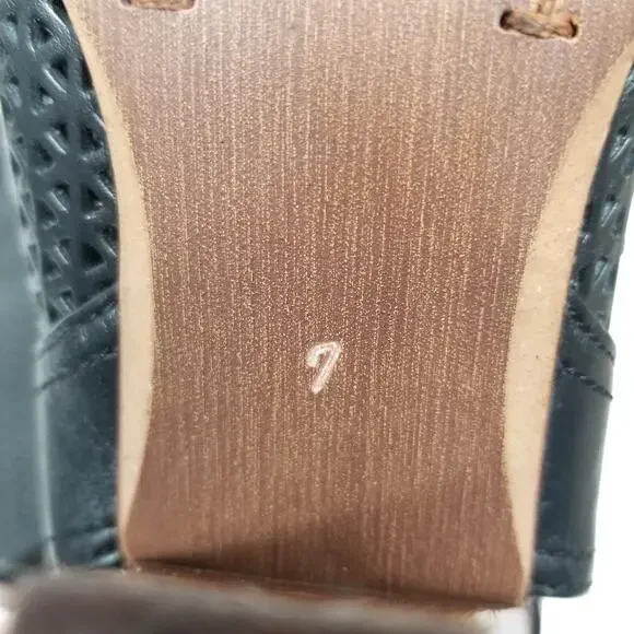 Sam Edelman Henri Vegan Leather Perforated Peep Toe Stacked Heel Size 7 - Picture 12 of 12